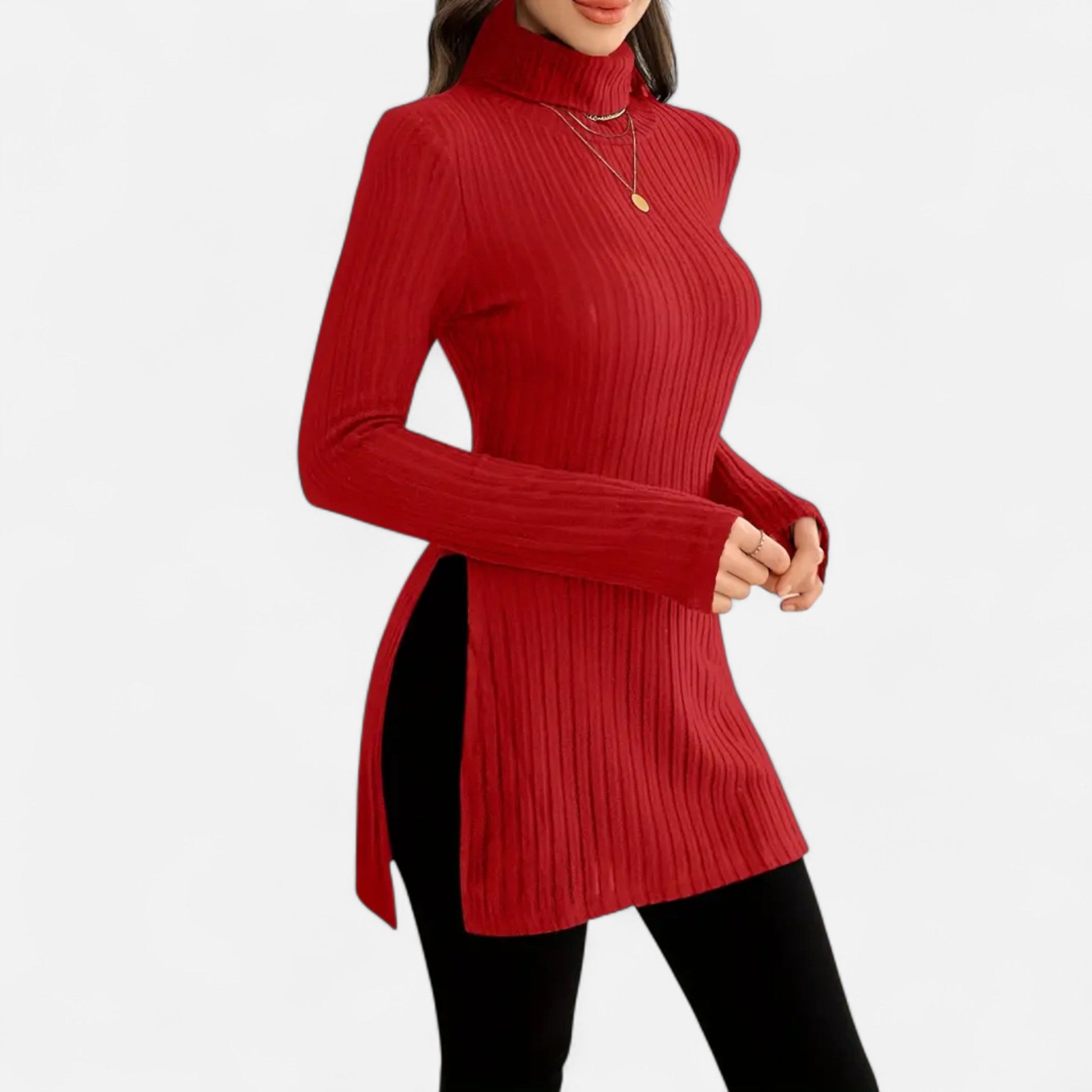 Dorevelle | Femmes Pull-Over en Maille Ribbée – Élégant Col Haut pour un Style Sophistiqué