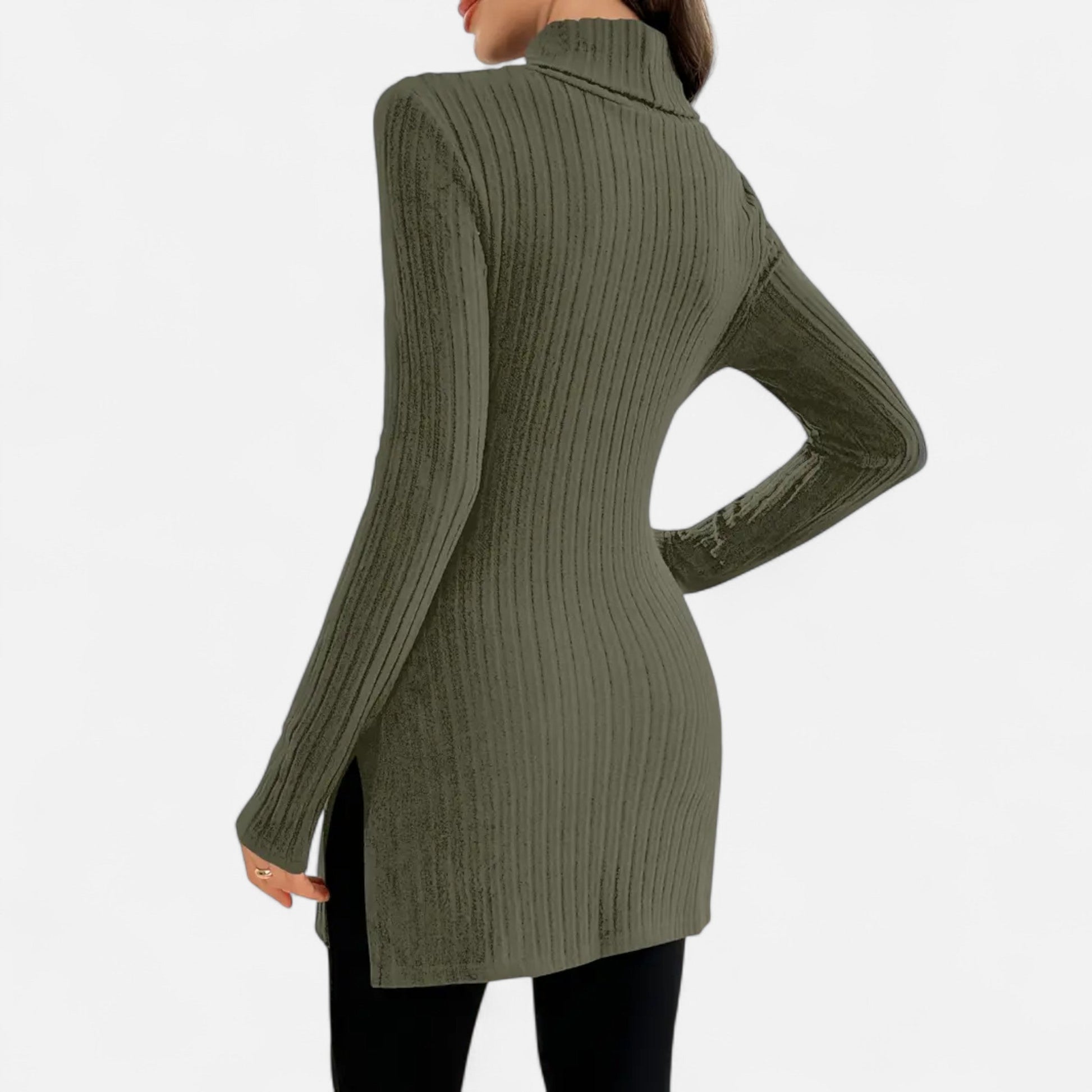 Dorevelle | Femmes Pull-Over en Maille Ribbée – Élégant Col Haut pour un Style Sophistiqué