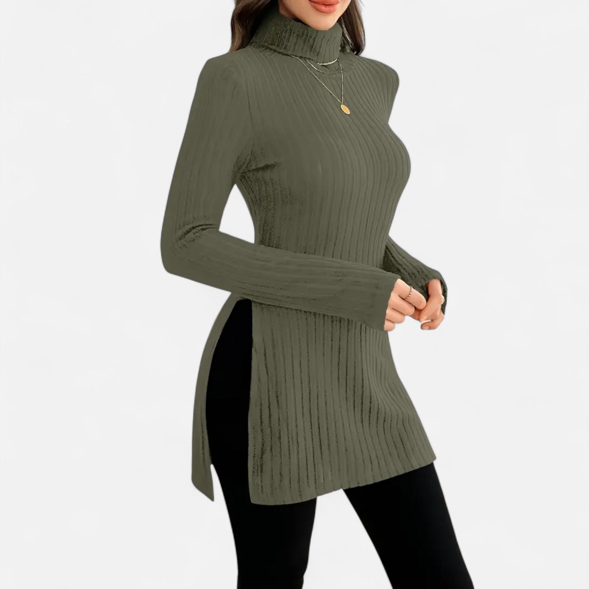Dorevelle | Femmes Pull-Over en Maille Ribbée – Élégant Col Haut pour un Style Sophistiqué