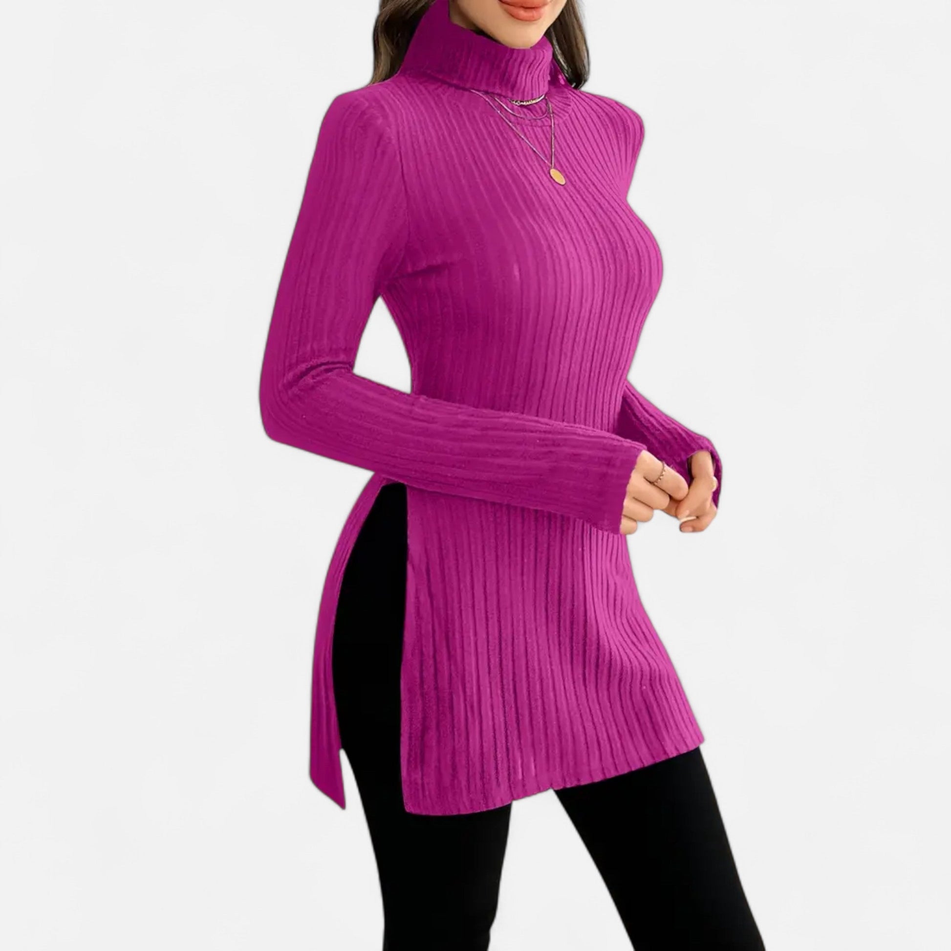 Dorevelle | Femmes Pull-Over en Maille Ribbée – Élégant Col Haut pour un Style Sophistiqué