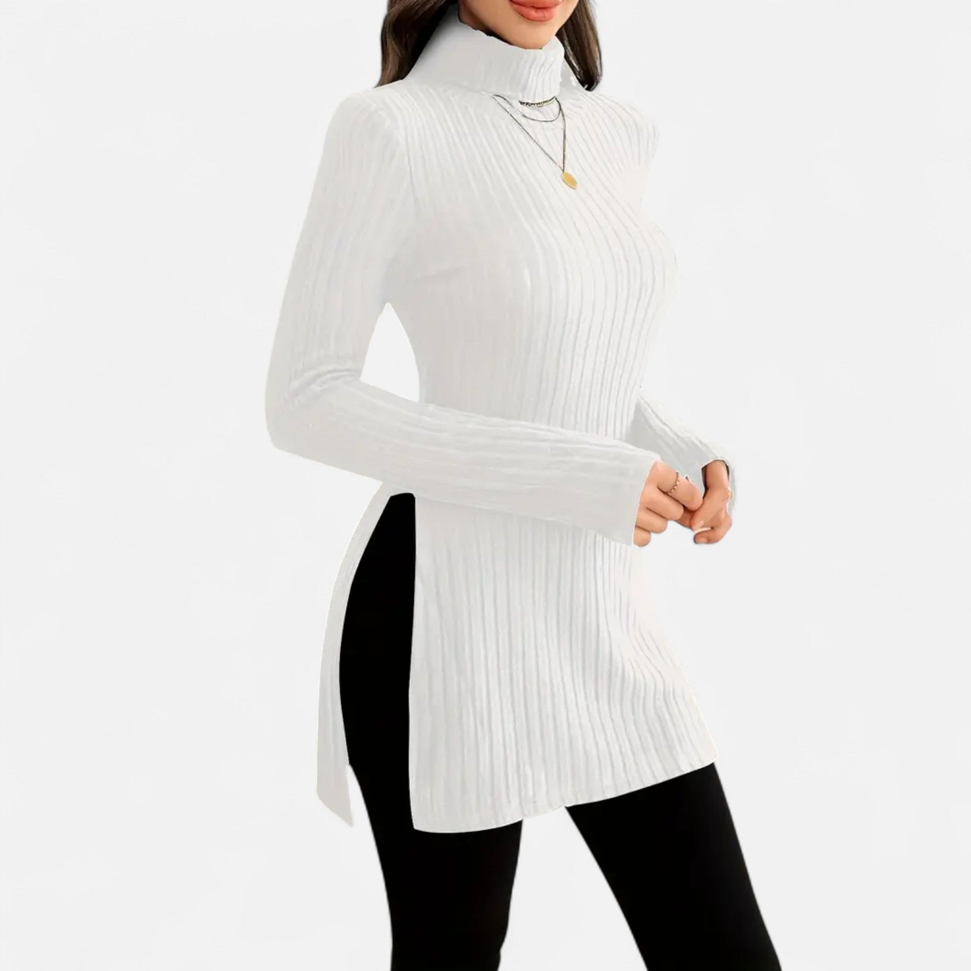 Dorevelle | Femmes Pull-Over en Maille Ribbée – Élégant Col Haut pour un Style Sophistiqué