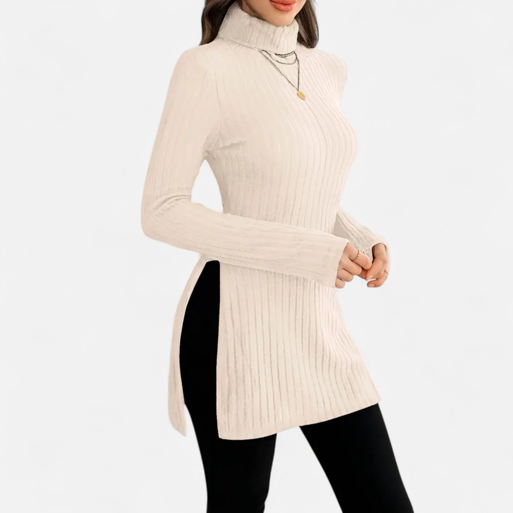 Dorevelle | Femmes Pull-Over en Maille Ribbée – Élégant Col Haut pour un Style Sophistiqué