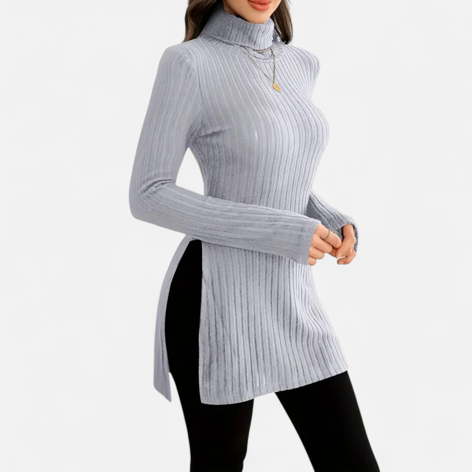 Dorevelle | Femmes Pull-Over en Maille Ribbée – Élégant Col Haut pour un Style Sophistiqué
