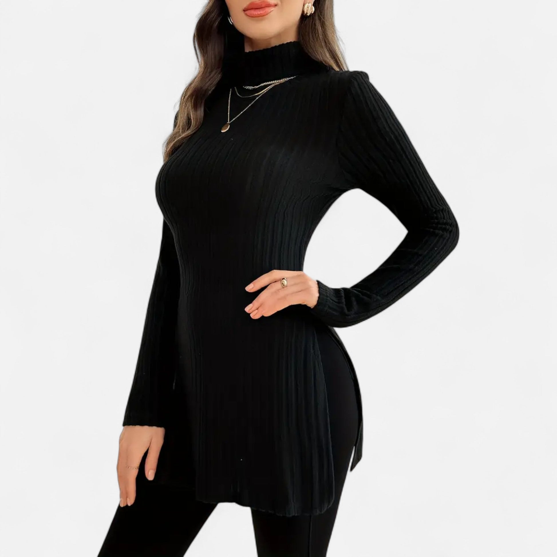 Dorevelle | Femmes Pull-Over en Maille Ribbée – Élégant Col Haut pour un Style Sophistiqué