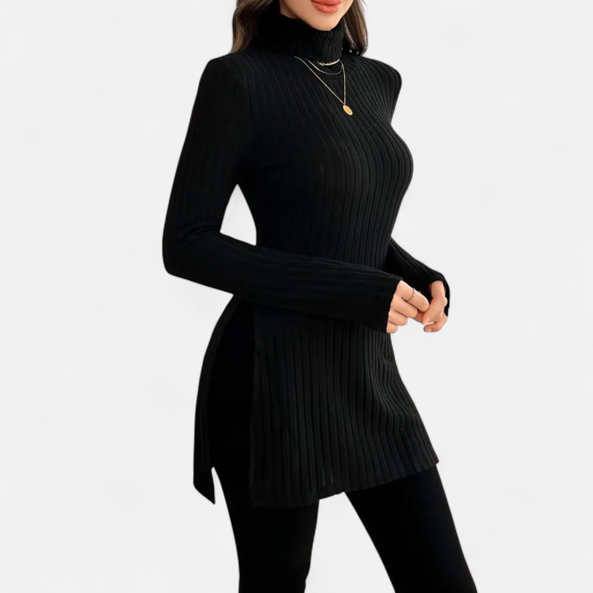 Dorevelle | Femmes Pull-Over en Maille Ribbée – Élégant Col Haut pour un Style Sophistiqué