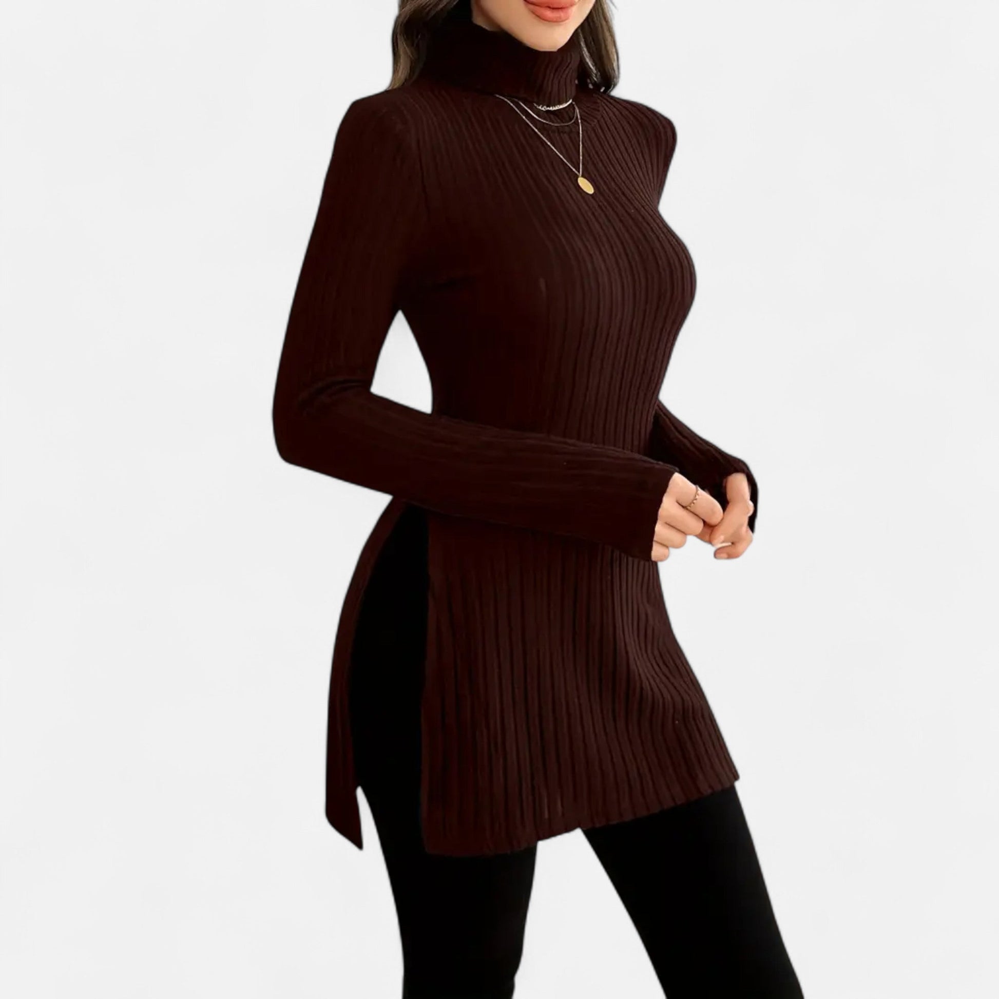 Dorevelle | Femmes Pull-Over en Maille Ribbée – Élégant Col Haut pour un Style Sophistiqué