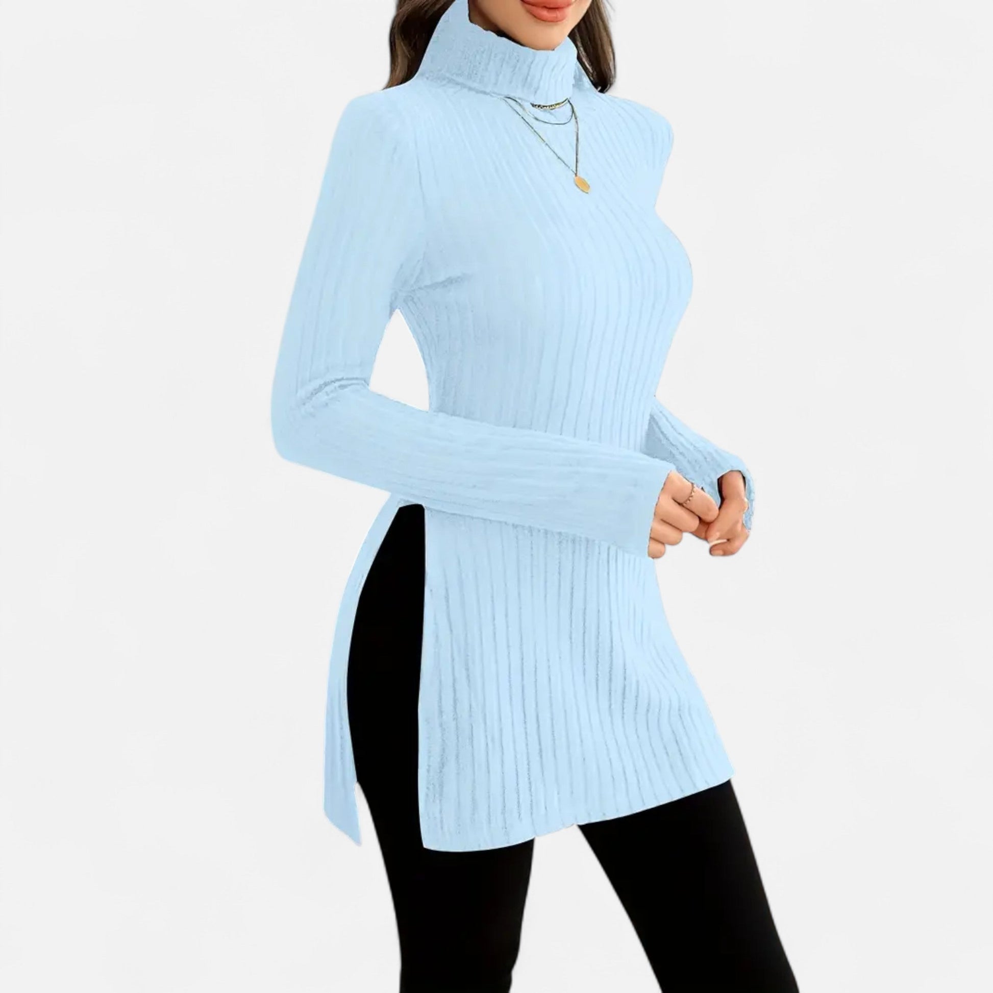 Dorevelle | Femmes Pull-Over en Maille Ribbée – Élégant Col Haut pour un Style Sophistiqué