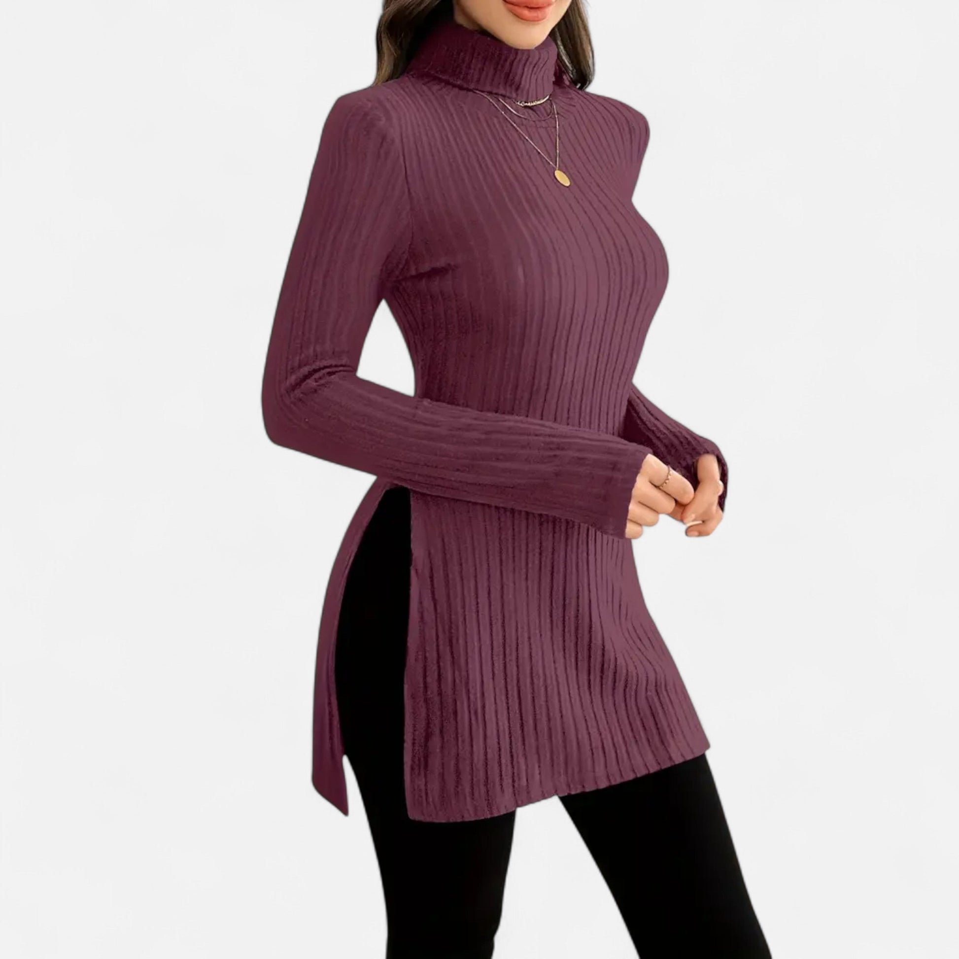 Dorevelle | Femmes Pull-Over en Maille Ribbée – Élégant Col Haut pour un Style Sophistiqué