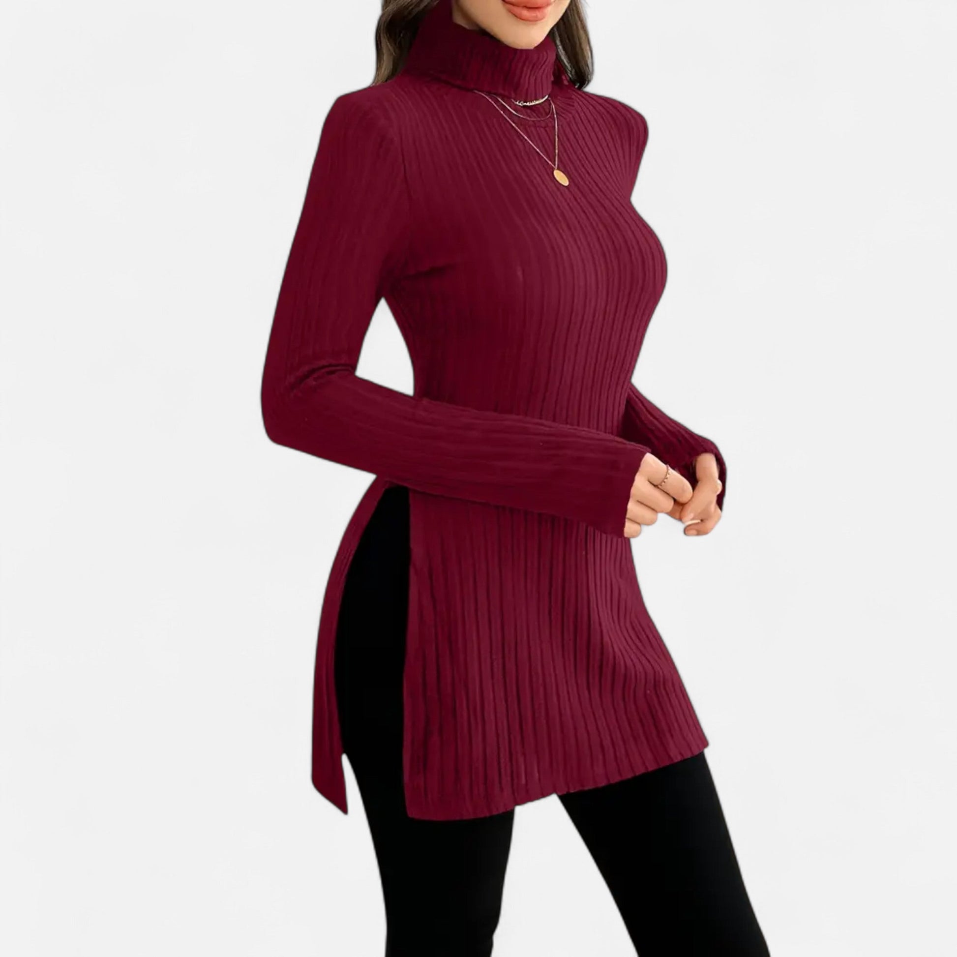 Dorevelle | Femmes Pull-Over en Maille Ribbée – Élégant Col Haut pour un Style Sophistiqué