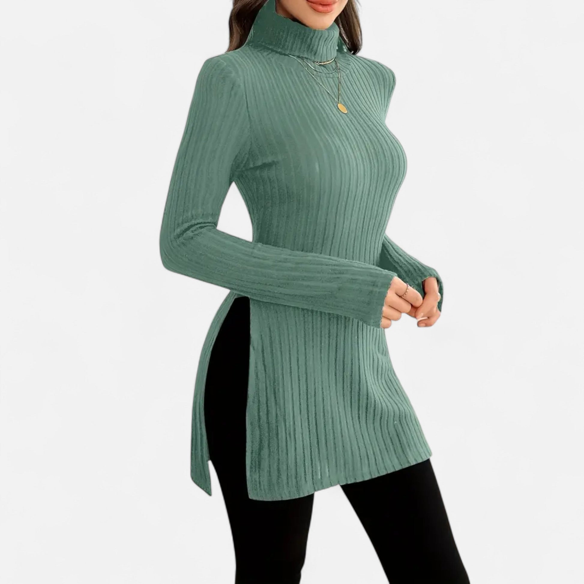 Dorevelle | Femmes Pull-Over en Maille Ribbée – Élégant Col Haut pour un Style Sophistiqué