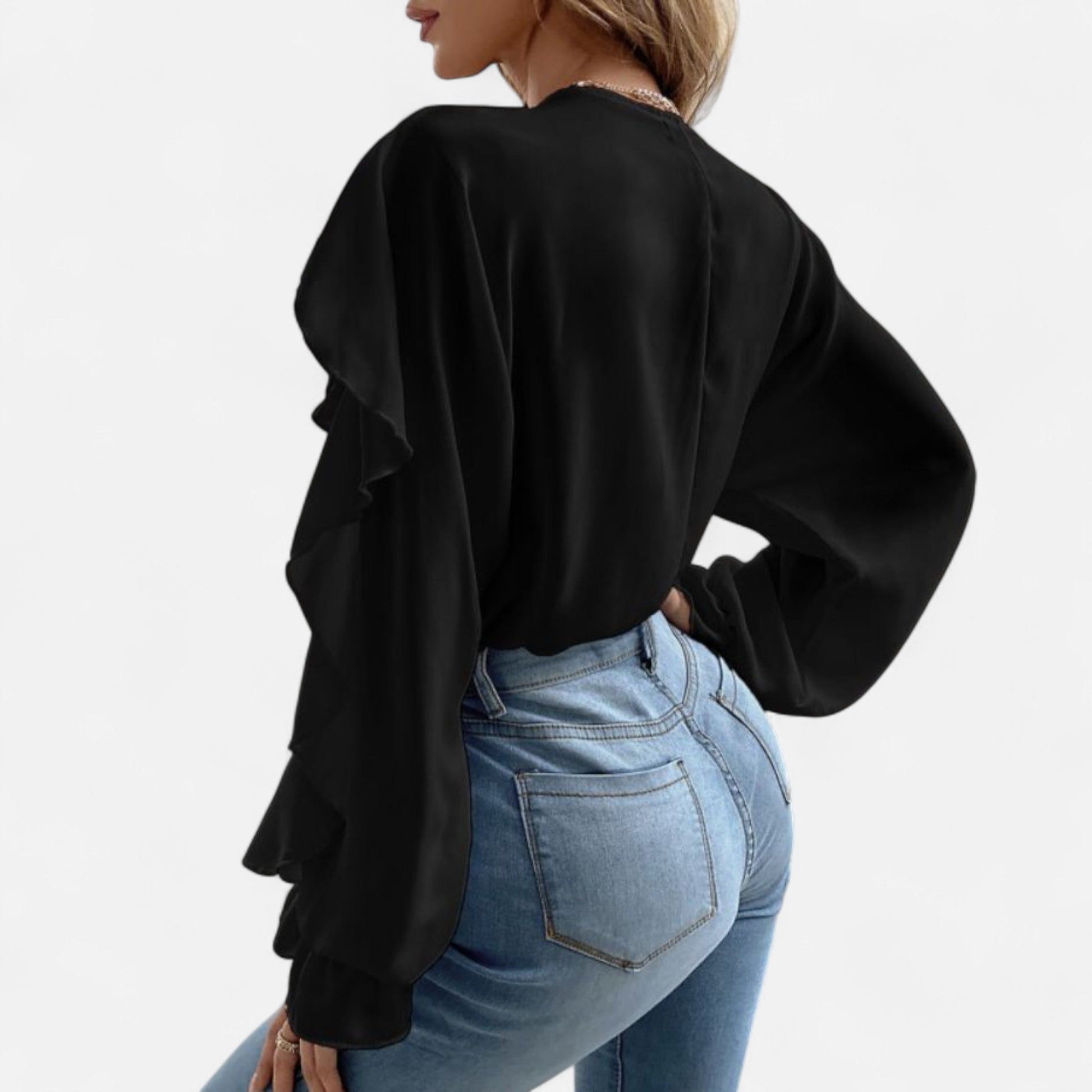 Dorevelle | Damen V-Ausschnitt Rüschentop – Eleganter Volant-Design