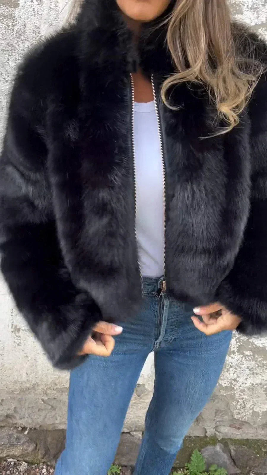 Kaylen | Stylish Elegant Fur Coat with Practical Zipper