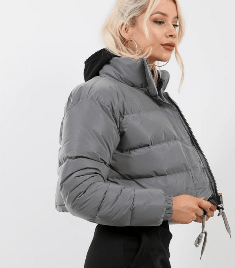 Stylish Short Puffer Jacket with Drawstring – Perfect for Wearing