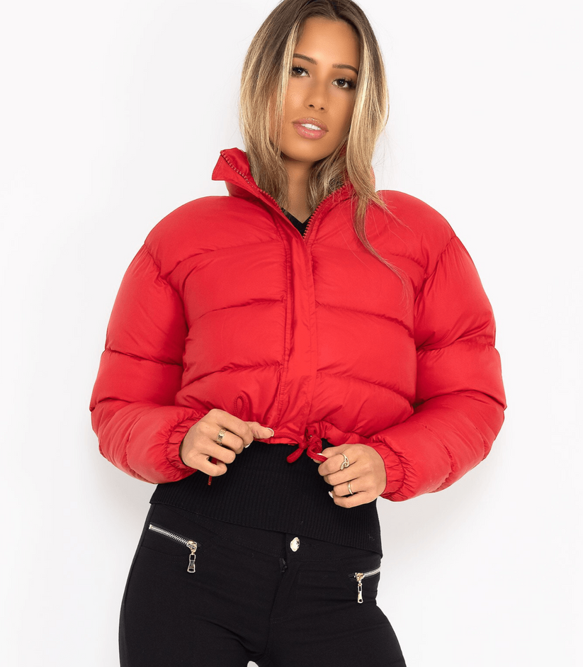 Stylish Short Puffer Jacket with Drawstring – Perfect for Wearing