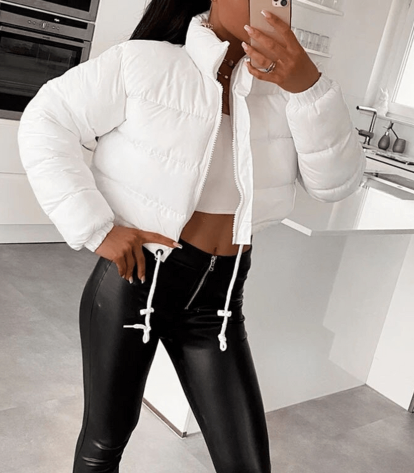 Stylish Short Puffer Jacket with Drawstring – Perfect for Wearing