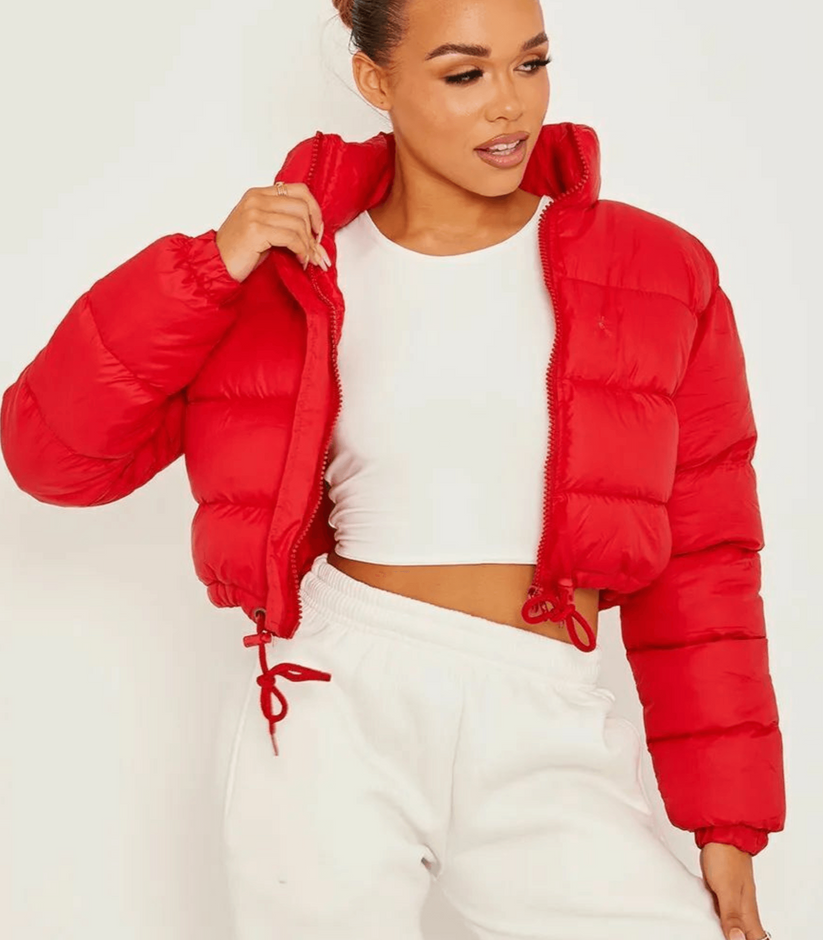 Stylish Short Puffer Jacket with Drawstring – Perfect for Wearing