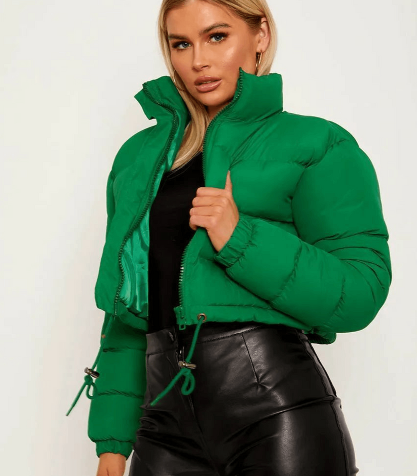 Stylish Short Puffer Jacket with Drawstring – Perfect for Wearing