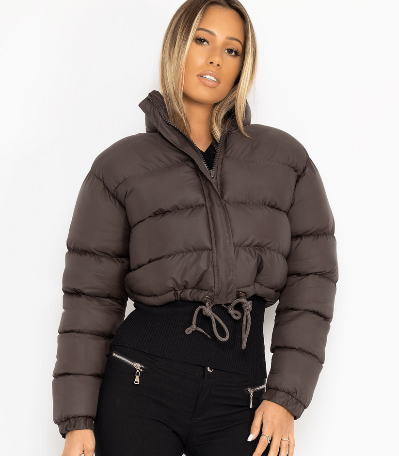 Stylish Short Puffer Jacket with Drawstring – Perfect for Wearing