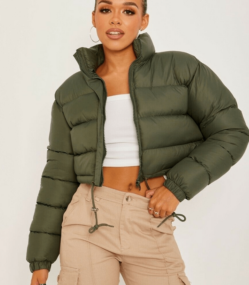 Stylish Short Puffer Jacket with Drawstring – Perfect for Wearing