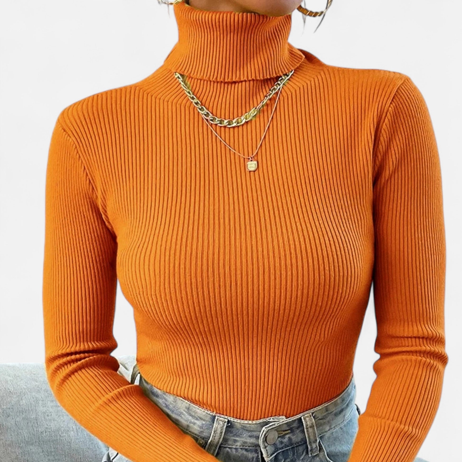 Dorevelle | Women’s Cozy Ribbed Turtleneck – Stylish Foldover Winter Elegance
