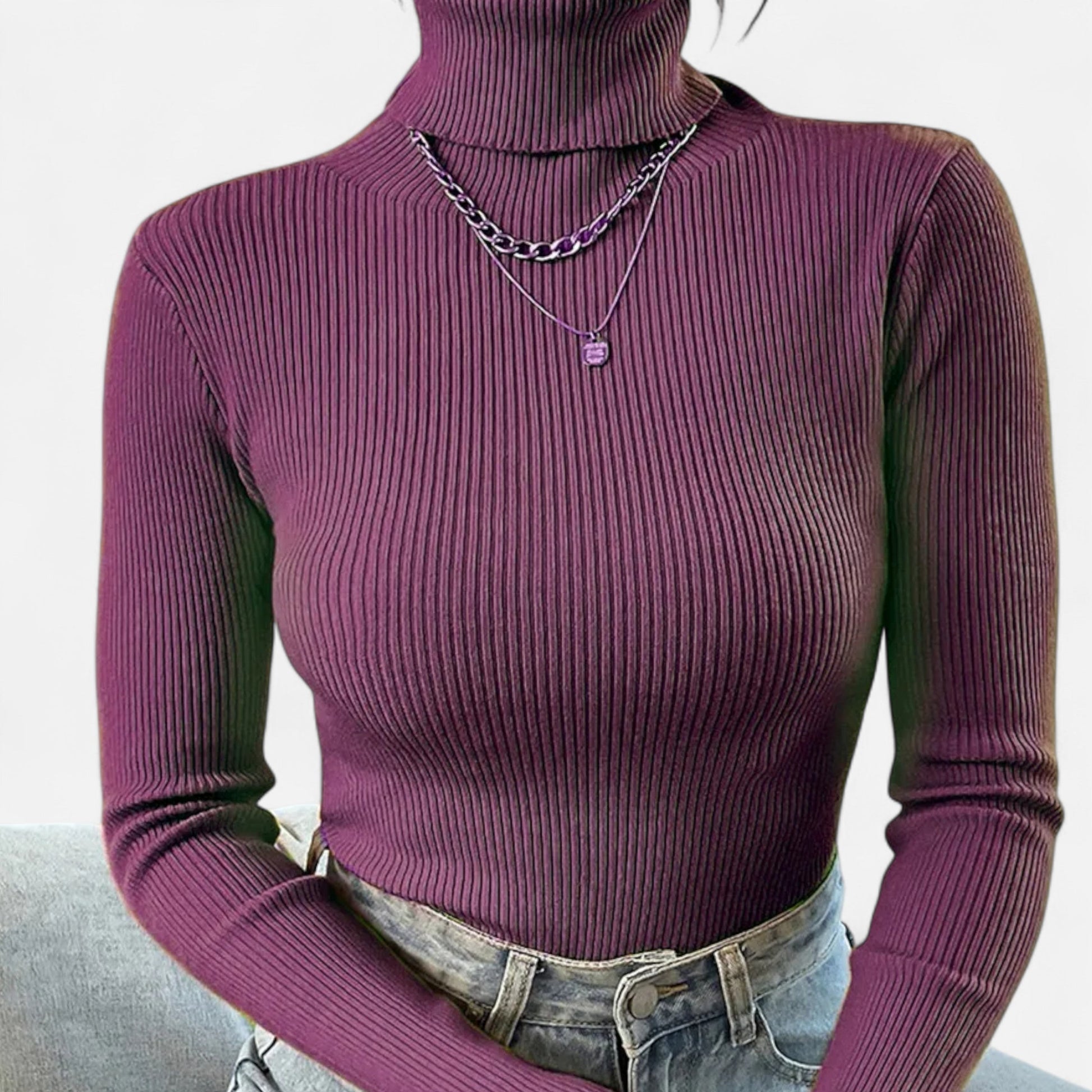 Dorevelle | Women’s Cozy Ribbed Turtleneck – Stylish Foldover Winter Elegance