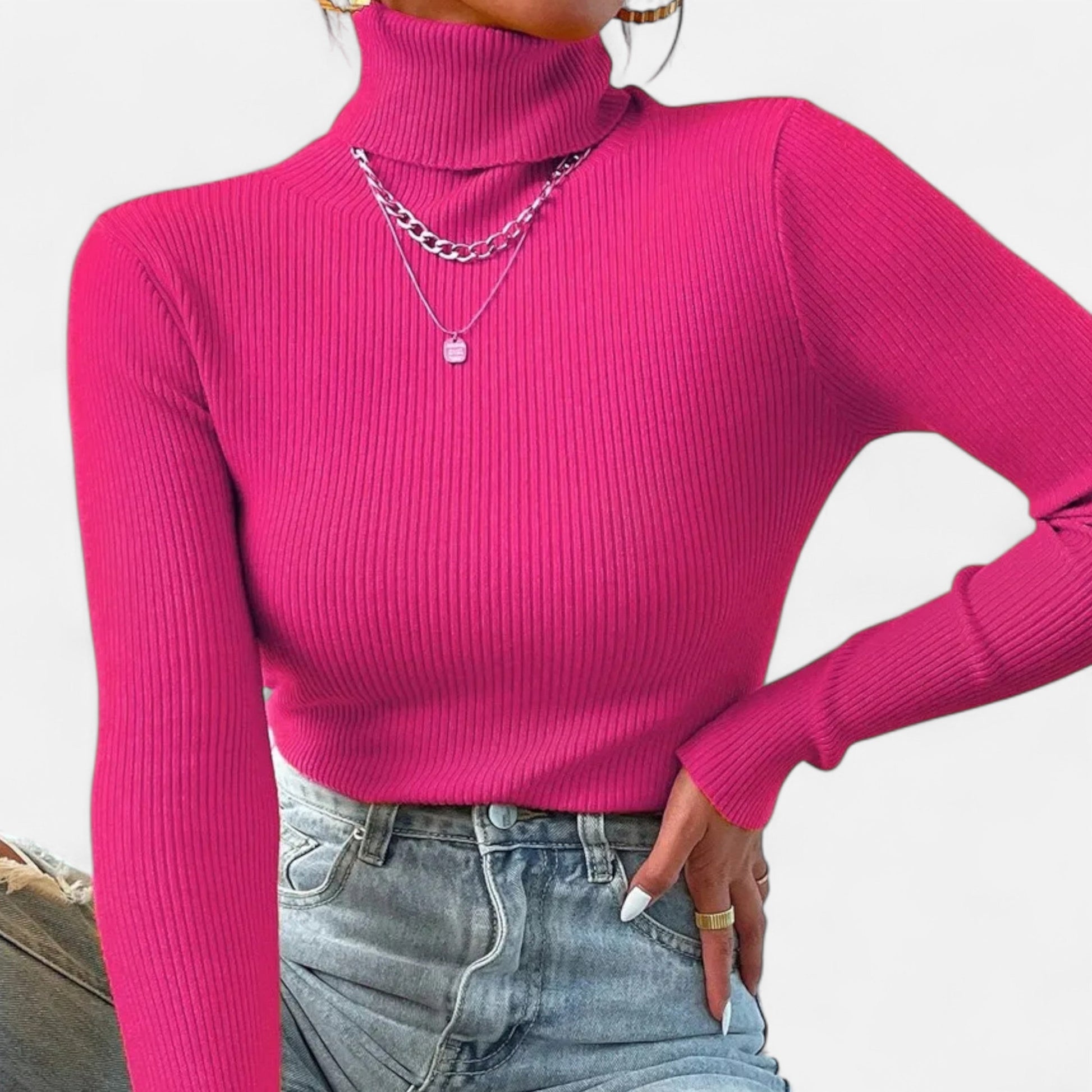 Dorevelle | Women’s Cozy Ribbed Turtleneck – Stylish Foldover Winter Elegance