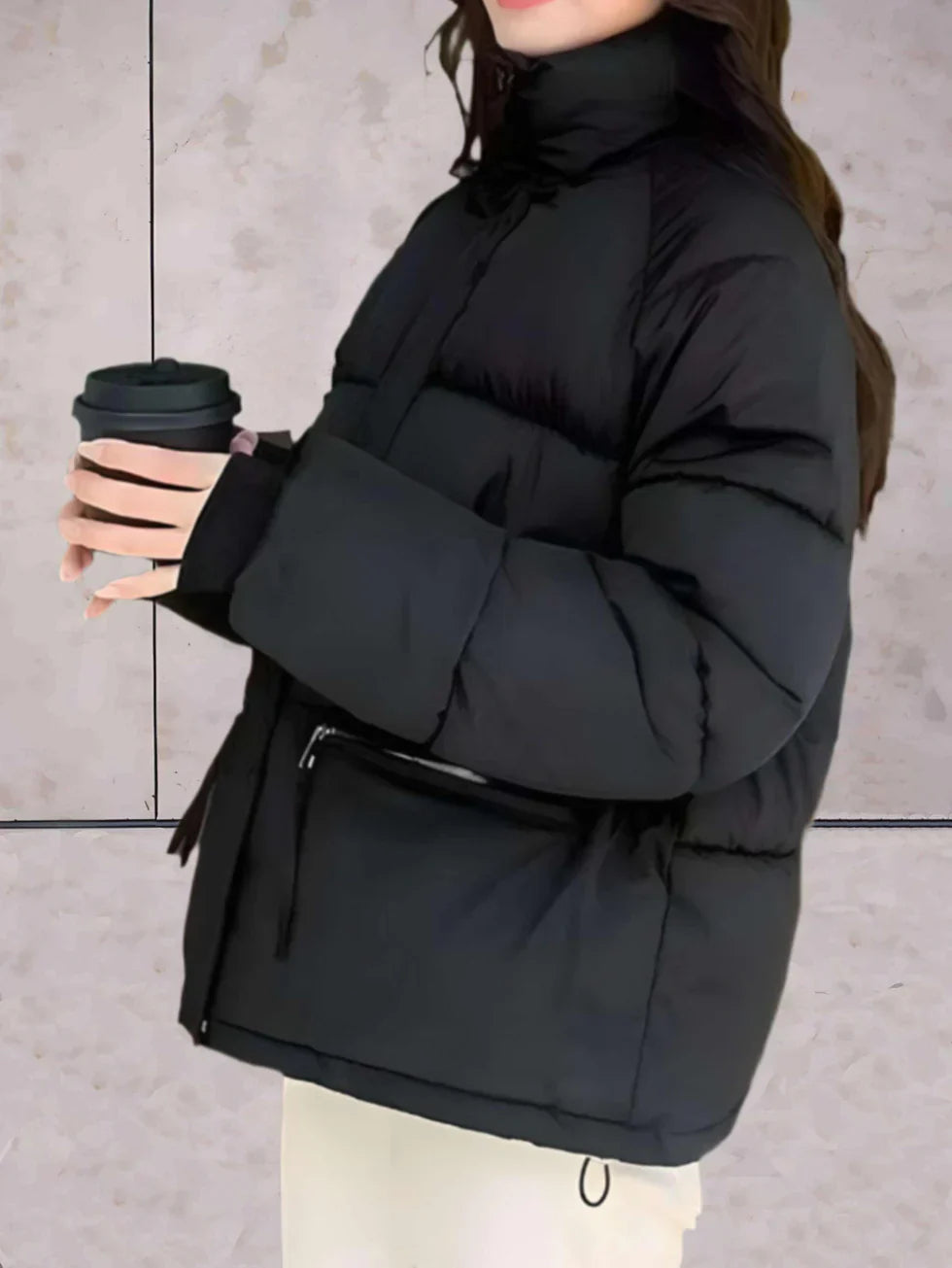 Dana – stylish parkas jacket with stand-up collar and practical double closure