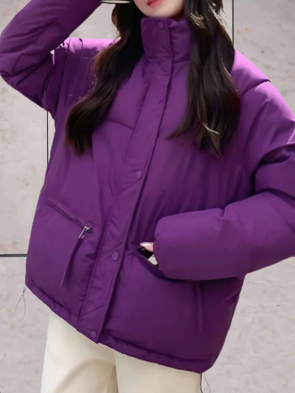 Dana – stylish parkas jacket with stand-up collar and practical double closure