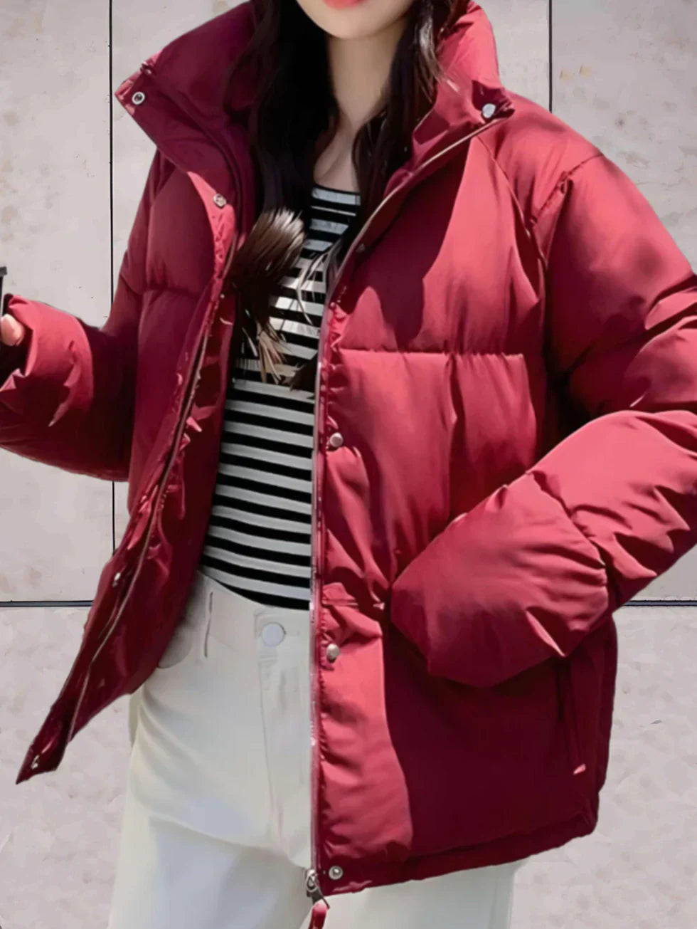 Dana – stylish parkas jacket with stand-up collar and practical double closure