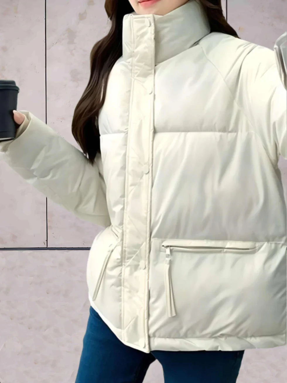 Dana – stylish parkas jacket with stand-up collar and practical double closure