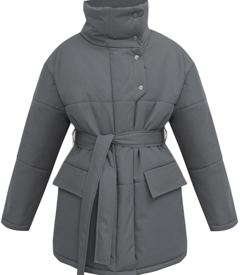 Stylish Vintage Puffer Office Jacket with Belt – Zuzanna
