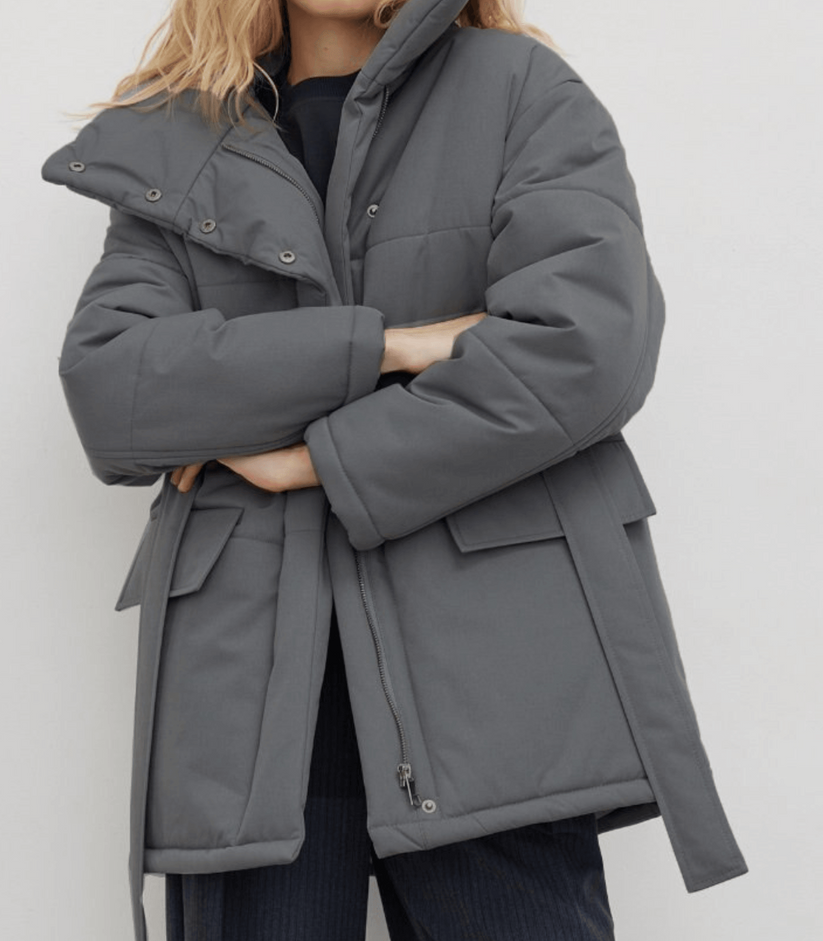 Stylish Vintage Puffer Office Jacket with Belt – Zuzanna
