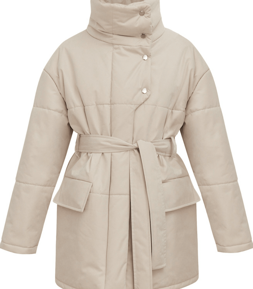 Stylish Vintage Puffer Office Jacket with Belt – Zuzanna