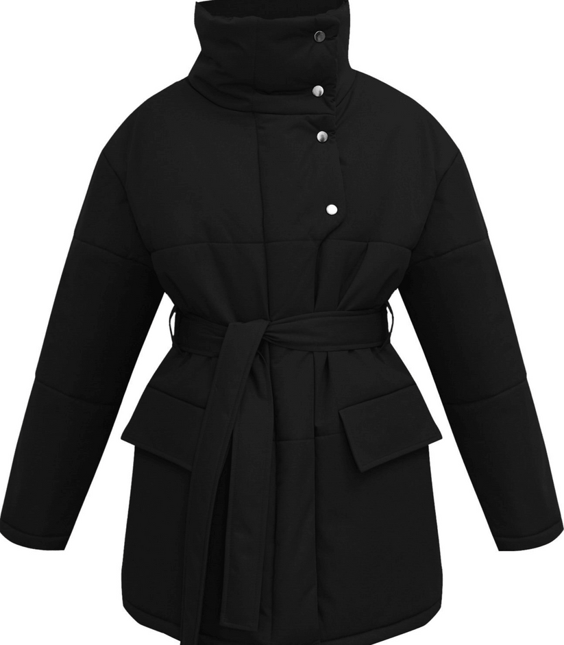Stylish Vintage Puffer Office Jacket with Belt – Zuzanna